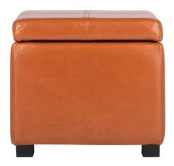 Madison Square Ottoman In Saddle/Black - Safavieh HUD8228C -Safavieh Homeware 187 hud8228c front