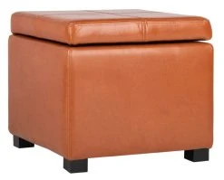 Madison Square Ottoman In Saddle/Black - Safavieh HUD8228C -Safavieh Homeware 187 hud8228c side