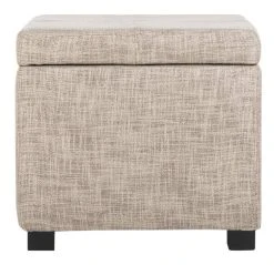 Madison Square Ottoman In Stone/Black - Safavieh HUD8228E -Safavieh Homeware 187 hud8228e front