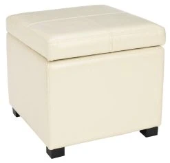 Madison Square Ottoman In Flat Cream/Black - Safavieh HUD8228K