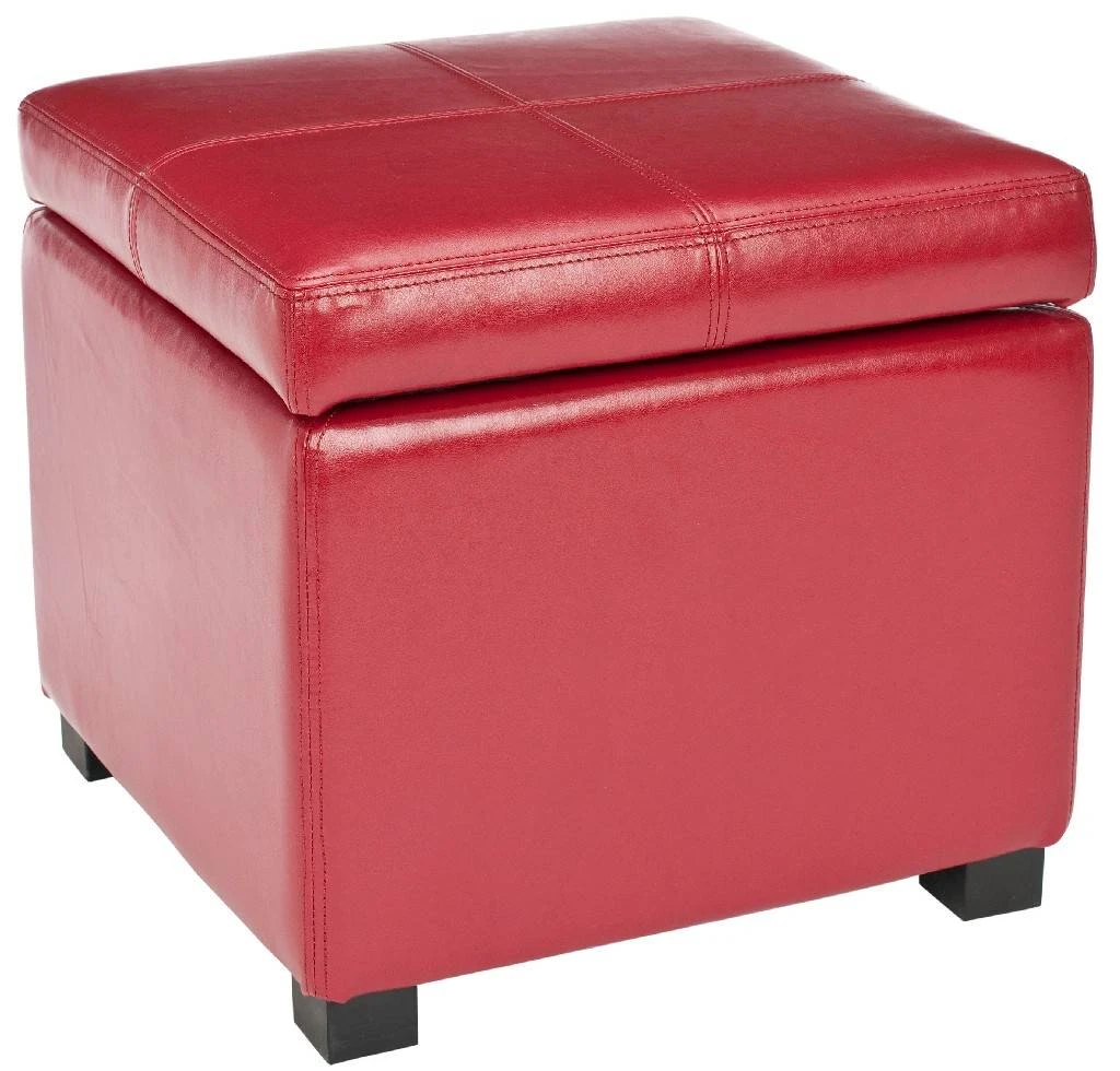 Madison Square Ottoman In Red/Black - Safavieh HUD8228R 3 Madison Square Ottoman In Red/Black - Safavieh HUD8228R