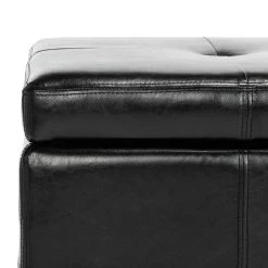 Maiden Tufted Storage Bench Lg In Black/Black - Safavieh HUD8229B -Safavieh Homeware 187 hud8229b detail