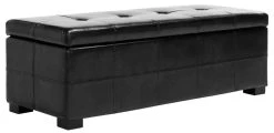 Maiden Tufted Storage Bench Lg In Black/Black - Safavieh HUD8229B -Safavieh Homeware 187 hud8229b side