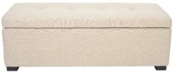 Maiden Tufted Storage Bench Lg In Taupe/Black - Safavieh HUD8229L