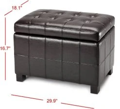 Maiden Tufted Storage Bench Sm In Brown/Black - Safavieh HUD8230A -Safavieh Homeware 187 hud8230a dim1