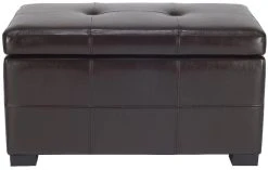 Maiden Tufted Storage Bench Sm In Brown/Black - Safavieh HUD8230A