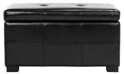 Maiden Tufted Storage Bench Sm In Black/Black - Safavieh HUD8230B -Safavieh Homeware 187 hud8230b front