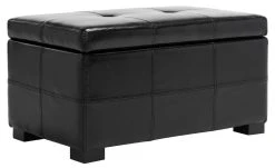 Maiden Tufted Storage Bench Sm In Black/Black - Safavieh HUD8230B -Safavieh Homeware 187 hud8230b side