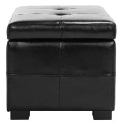 Maiden Tufted Storage Bench Sm In Black/Black - Safavieh HUD8230B -Safavieh Homeware 187 hud8230b side2