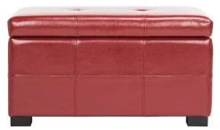 Maiden Tufted Storage Bench Sm In Red/Black - Safavieh HUD8230R -Safavieh Homeware 187 hud8230r front