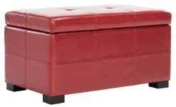 Maiden Tufted Storage Bench Sm In Red/Black - Safavieh HUD8230R -Safavieh Homeware 187 hud8230r side