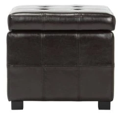 Maiden Square Tufted Ottoman In Brown/Black - Safavieh HUD8231A -Safavieh Homeware 187 hud8231a back