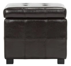 Maiden Square Tufted Ottoman In Brown/Black - Safavieh HUD8231A -Safavieh Homeware 187 hud8231a front