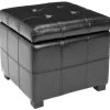 Maiden Square Tufted Ottoman In Black/Black - Safavieh HUD8231B -Safavieh Homeware 187 hud8231b