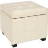 Maiden Square Tufted Ottoman In Flat Cream/Black - Safavieh HUD8231K -Safavieh Homeware 187 hud8231k