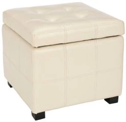 Maiden Square Tufted Ottoman In Flat Cream/Black - Safavieh HUD8231K
