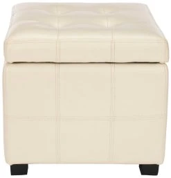 Maiden Square Tufted Ottoman In Flat Cream/Black - Safavieh HUD8231K -Safavieh Homeware 187 hud8231k front