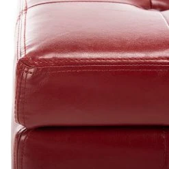 Maiden Square Tufted Ottoman In Red/Black - Safavieh HUD8231R -Safavieh Homeware 187 hud8231r detail