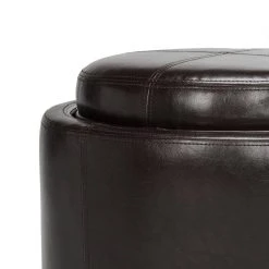 Chelsea Round Tray Ottoman In Brown/Black - Safavieh HUD8232A -Safavieh Homeware 187 hud8232a detail