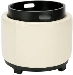 Chelsea Round Tray Ottoman In Flat Cream/Black - Safavieh HUD8232D