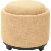Chelsea Round Tray Ottoman In Gold/Black - Safavieh HUD8232E -Safavieh Homeware 187 hud8232e front