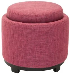 Chelsea Round Tray Ottoman In Rose/Black - Safavieh HUD8232F -Safavieh Homeware 187 hud8232f front