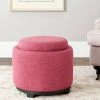 Chelsea Round Tray Ottoman In Rose/Black - Safavieh HUD8232F -Safavieh Homeware 187 hud8232f room