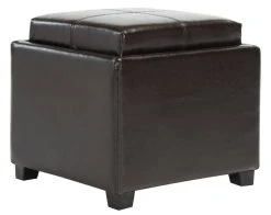 Harrison Single Tray Ottoman In Brown/Black - Safavieh HUD8233A -Safavieh Homeware 187 hud8233a side