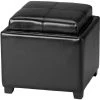 Harrison Single Tray Ottoman In Black/Black - Safavieh HUD8233B