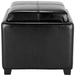 Harrison Single Tray Ottoman In Black/Black - Safavieh HUD8233B -Safavieh Homeware 187 hud8233b front