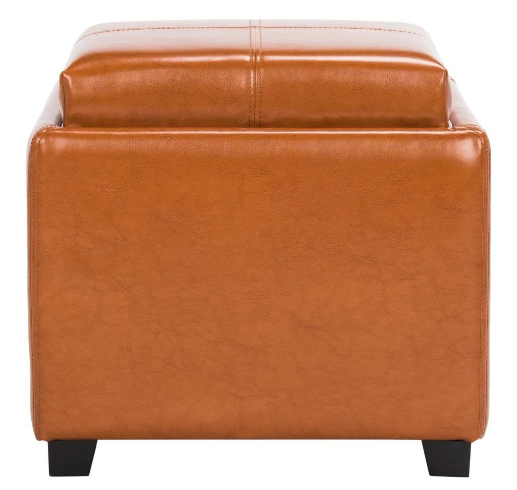 Harrison Single Tray Ottoman In Saddle/Black - Safavieh HUD8233C 6 Harrison Single Tray Ottoman In Saddle/Black - Safavieh HUD8233C - Image 4