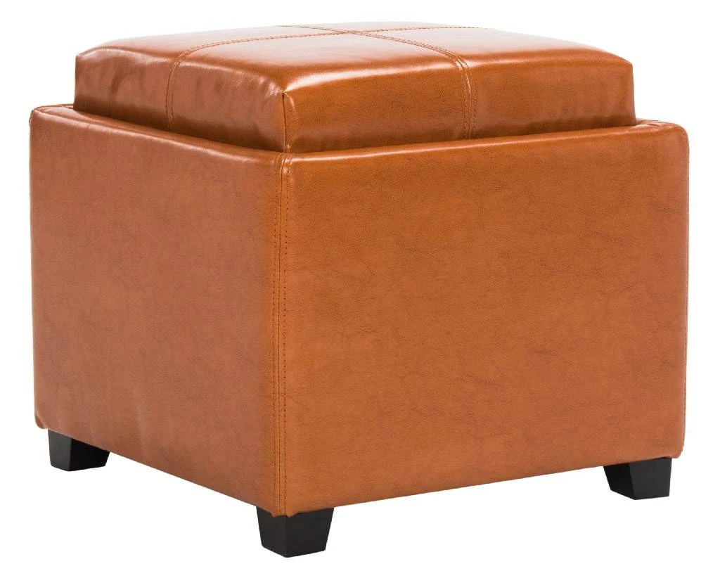 Harrison Single Tray Ottoman In Saddle/Black - Safavieh HUD8233C 8 Harrison Single Tray Ottoman In Saddle/Black - Safavieh HUD8233C - Image 6