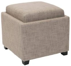 Harrison Single Tray Ottoman In Stone/Black - Safavieh HUD8233D -Safavieh Homeware 187 hud8233d side