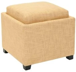 Harrison Single Tray Ottoman In Gold/Black - Safavieh HUD8233E -Safavieh Homeware 187 hud8233e side