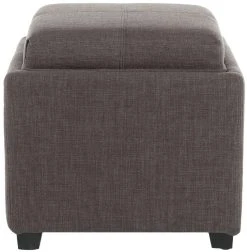 Harrison Single Tray Ottoman In Charcoal Brown/Black - Safavieh HUD8233G -Safavieh Homeware 187 hud8233g front