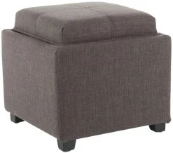 Harrison Single Tray Ottoman In Charcoal Brown/Black - Safavieh HUD8233G -Safavieh Homeware 187 hud8233g side