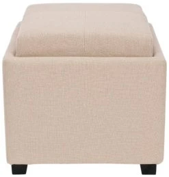 Harrison Single Tray Ottoman In Taupe/Black - Safavieh HUD8233L -Safavieh Homeware 187 hud8233l front