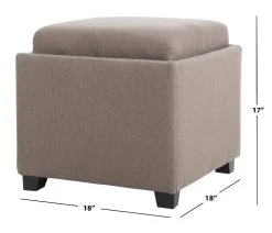 Harrison Single Tray Ottoman In Sea Mist/Black - Safavieh HUD8233M -Safavieh Homeware 187 hud8233m dim