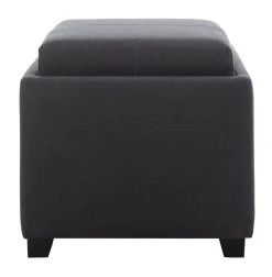 Harrison Single Tray Ottoman In Grey/Black - Safavieh HUD8233N -Safavieh Homeware 187 hud8233n front