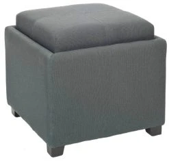 Harrison Single Tray Ottoman In Grey/Black - Safavieh HUD8233N -Safavieh Homeware 187 hud8233n side