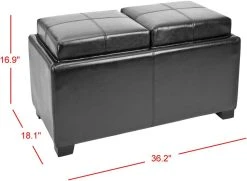 HARRISON DOUBLE TRAY OTTOMAN - Safavieh HUD8234B -Safavieh Homeware 187 hud8234b 3
