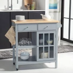 LOCKLYN 1 DOOR 2 DRAWER 2 SHELF KITCHEN CART - Safavieh KCH8703A -Safavieh Homeware 187 kch8703a 2
