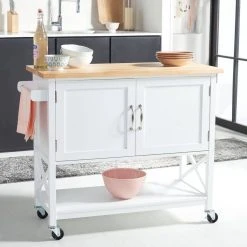 KESLER 2 DOOR 1 SHELF KITCHEN CART - Safavieh KCH8705A -Safavieh Homeware 187 kch8705a 2