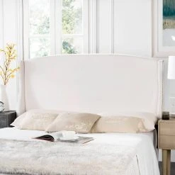 AUSTIN WHITE WINGED HEADBOARD SILVER NAIL HEADS (FULL) - Safavieh MCR4003H-F