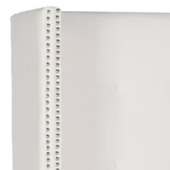 KEEGAN WHITE VELVET TUFTED WINGED HEADBOARD SILVER NAIL HEAD (FULL) - Safavieh MCR4007H-F