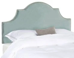 HALLMAR WEDGEWOOD BLUE ARCHED HEADBOARD SILVER NAIL HEAD (KING) - Safavieh MCR4027E