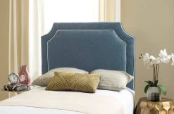 DANE DENIM BLUE & WHITE PIPING HEADBOARD (TWIN) - Safavieh MCR4032C