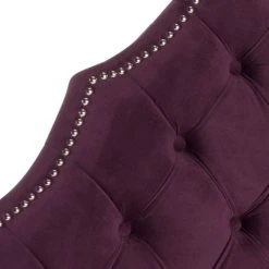 AREBELLE AUBERGINE VELVET HEADBOARD SILVER NAIL HEAD (TWIN) - Safavieh MCR4034F-T
