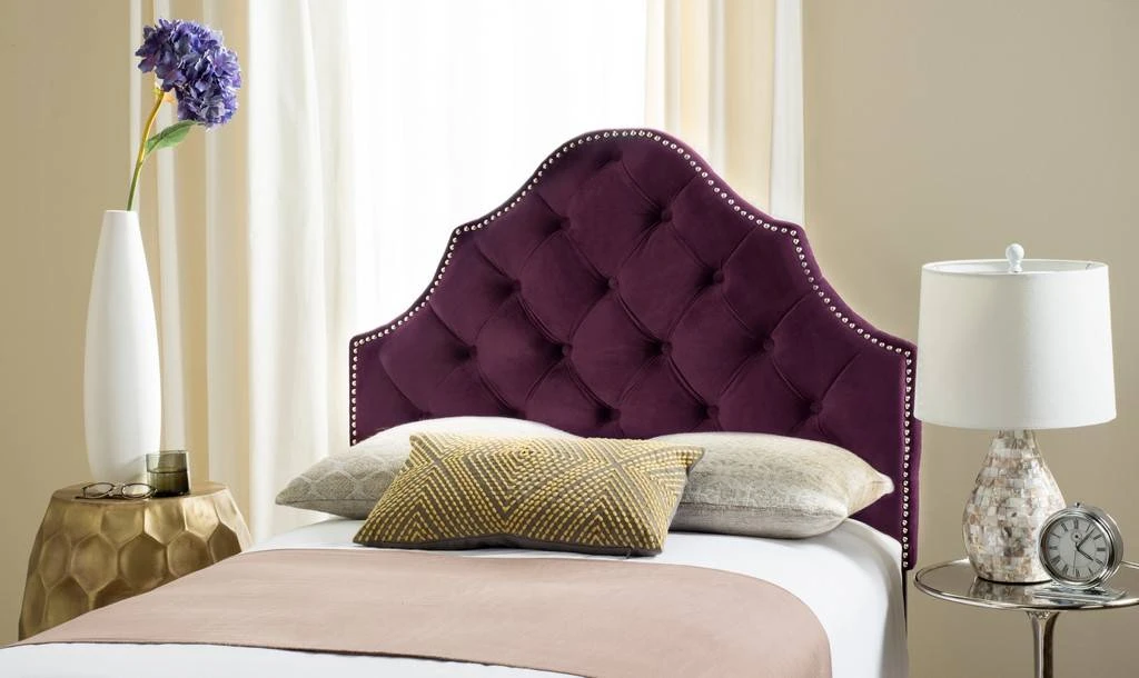 AREBELLE AUBERGINE VELVET HEADBOARD SILVER NAIL HEAD (TWIN) - Safavieh MCR4034F-T 4 AREBELLE AUBERGINE VELVET HEADBOARD SILVER NAIL HEAD (TWIN) - Safavieh MCR4034F-T - Image 2