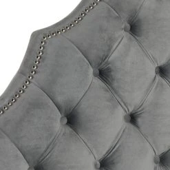 AREBELLE PEWTER VELVET TUFTED HEADBOARD SILVER NAIL HEAD (TWIN) - Safavieh MCR4034G-T